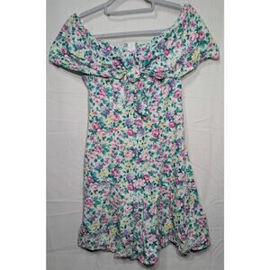 Roberta Vintage Juniors Floral Romper Sz 9/10 Off The Shoulder 80s Feminine